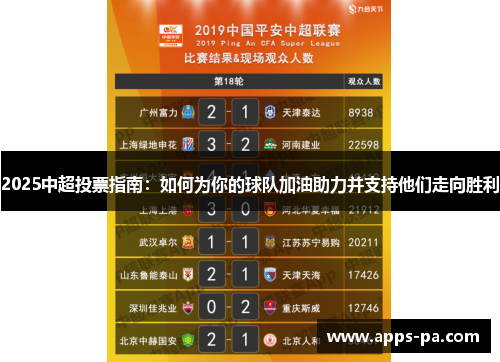 2025中超投票指南：如何为你的球队加油助力并支持他们走向胜利