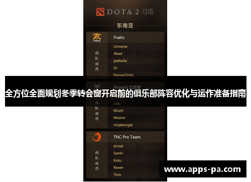 全方位全面规划冬季转会窗开启前的俱乐部阵容优化与运作准备指南 全方位全面规划冬季转会窗开启前的俱乐部阵容优化与运作准备指南